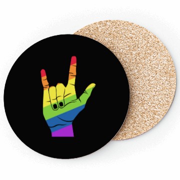 Discover Love Hand Symbol LGBT Rainbow Flag Coasters