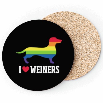 Discover I Love Weiners LGBT Rainbow Flag Coasters