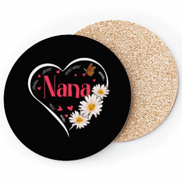 Discover Nana Daisy Flower Heart Women Grandma Coasters