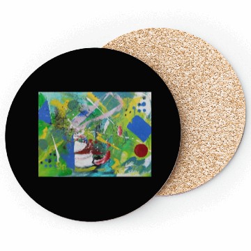 Discover DSCN2939 abstract art, green, red, blue art Coasters