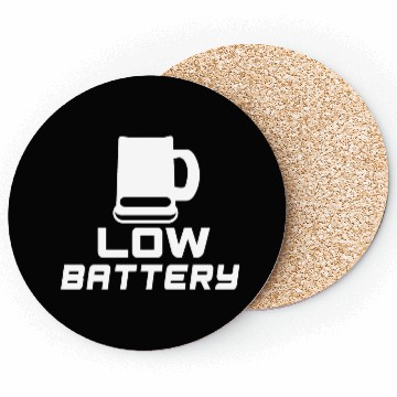 Discover Low Battery Beer (white) Coasters