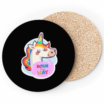 Discover Born This Way Pride LGBT Queer Unicorn Sticker Coasters
