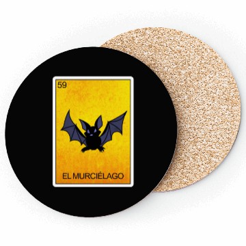Discover El Murcielago Bat Card Mexican Lottery Card Coasters