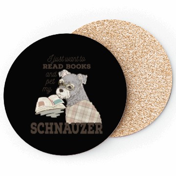 Discover Schnauzer Cartoon Book Lover Gift Coasters