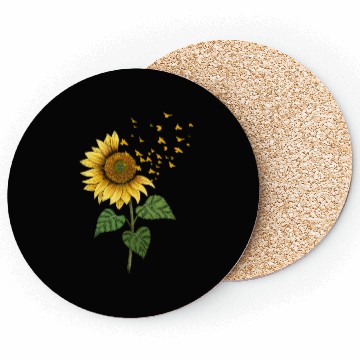 Discover Sunflower Birds Cute Floral Birdwatching Coasters