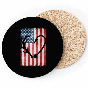 Discover Deer Hunting American Flag Coasters