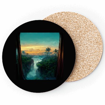 Discover Paradise island painting Coasters