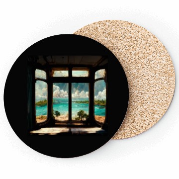Discover Paradise island painting Coasters