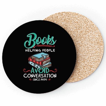 Discover Books Helping People Avoid Conversation 1454 Libra Coasters