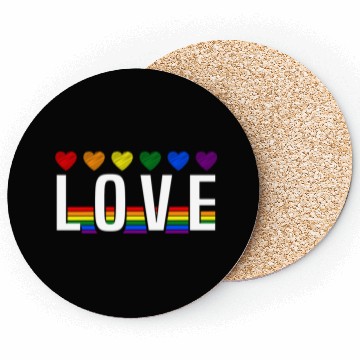 Discover Love Rainbow Heart Pride LGBT Coasters
