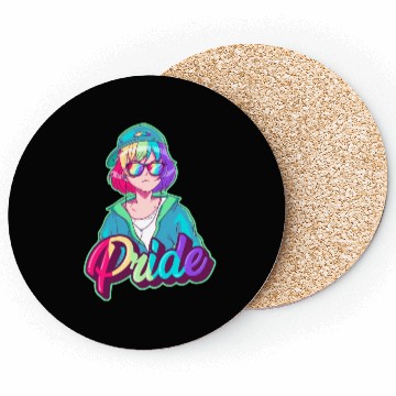 Discover Gay Pride Anime Girl Hip Hop Rainbow Gay Flag LGBT Coasters