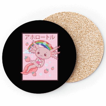 Discover Kawaii Axolotl Strawberry Milk Coasters