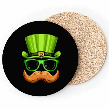 Discover Red Beard Green Hat And Glasses Costume For St. Coasters