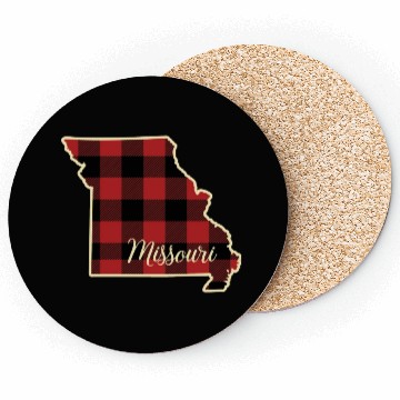 Discover Missouri Buffalo Plaid Silhouette Home State Pride Coasters