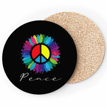 Discover Sunflower Peace Sign Rainbow LGBT Coasters