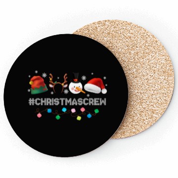 Discover Christmas Crew Elf Reindeer Santa Hat Coasters