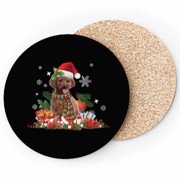 Discover Christmas themed brown Poodle dog Coasters