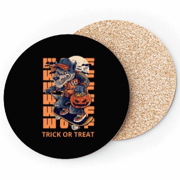 Discover Trick Or Treat Werewolf Halloween Design Coasters