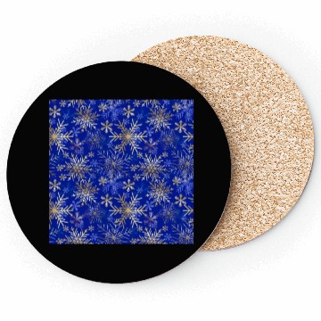 Discover Snowflakes Pattern Blue Gold Coasters