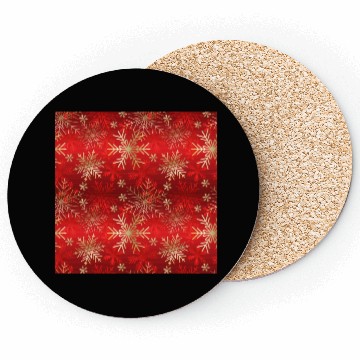 Discover Snowflakes Pattern Red Gold Coasters