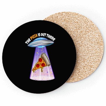 Discover Funny Pizza UFO Alien Abduction Coasters