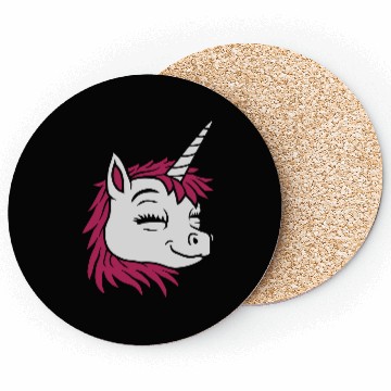 Discover Cartoon face happy unicorn Coasters
