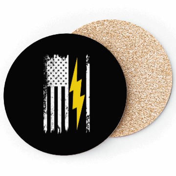 Discover Cool Lightning Bolt And Flag Electrician Coasters