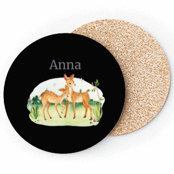 Discover Forest Animal Deer Flowers Name Anna Coasters
