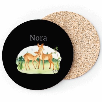 Discover Forest Animal Deer Flowers Name Nora Coasters