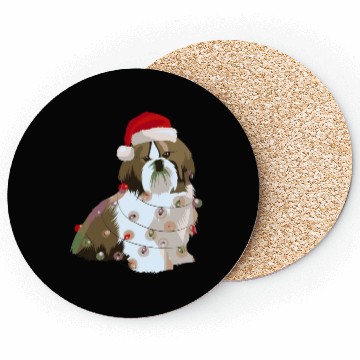 Discover Shih Tzu Christmas Lights Xmas Dog Lover Coasters