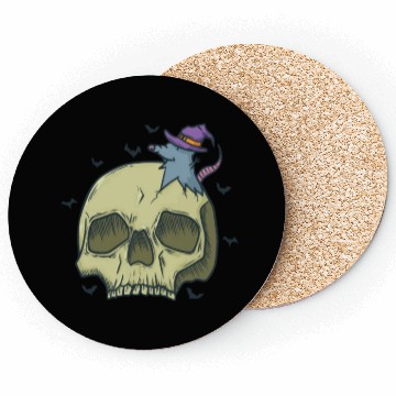 Discover Halloween Bone Head with Witch Mouse Coasters
