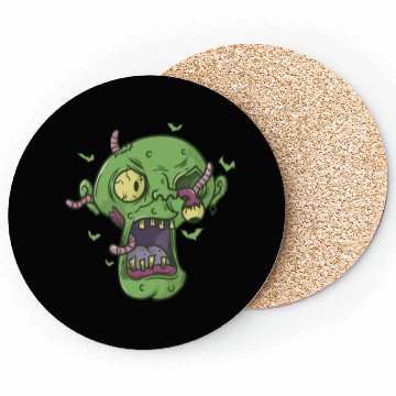 Discover creepy Halloween Head with Worms Coasters