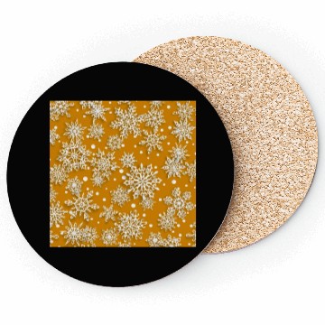 Discover Orange Snowflakes Pattern Coasters