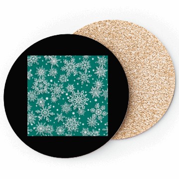 Discover Green Snowflakes Pattern Coasters