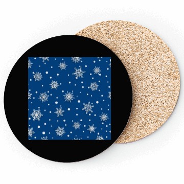 Discover Modern Navy Blue Snowflakes Pattern Coasters