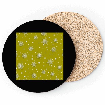 Discover Yellow Snowflakes Pattern Coasters