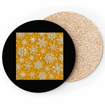 Discover Elegant Orange Snowflakes Pattern Coasters