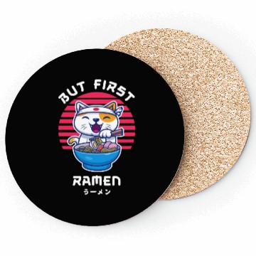 Discover But First Ramen Cat Japan Kawaii Coasters