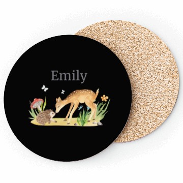Discover Forest Animal Deer Hedgehog Flowers Name Emily Coasters