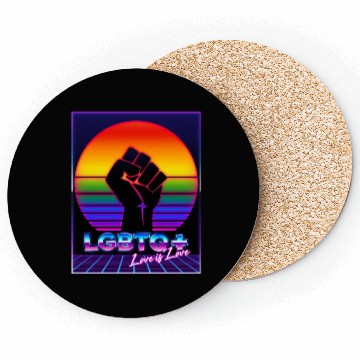 Discover LGBT Pride 80s Retro Vaporwave Sunset Coasters