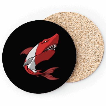 Discover Scuba Diver Red White Flag Shark Scuba Diving Coasters
