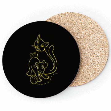 Discover Cat And Dog Yellow Coasters