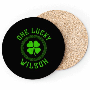 Discover One Lucky Wilson Irish Family Four Leaf Clover Coasters