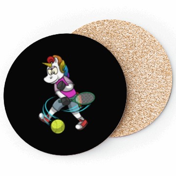Discover Tennis PLayer Unicorn Tennis Coasters