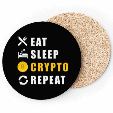 Discover Bitcoin sloth BTC logo eat sleep Crypto repeat Coasters