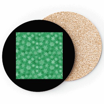 Discover Pretty Green Snowflakes Pattern Coasters