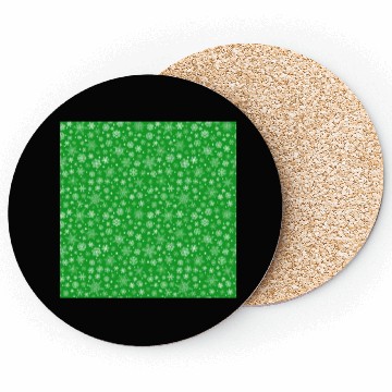 Discover Green Snowflakes Pattern Coasters