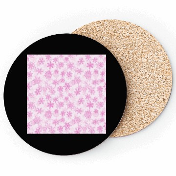 Discover Elegant Snowflakes Pattern White Pink Coasters