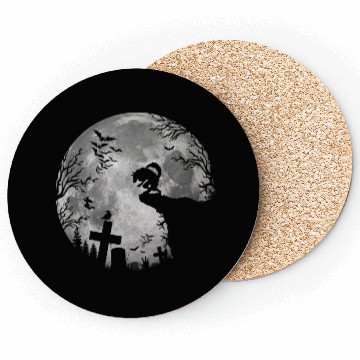 Discover Halloween Werewolf Full Moon Bats and Black trick Coasters