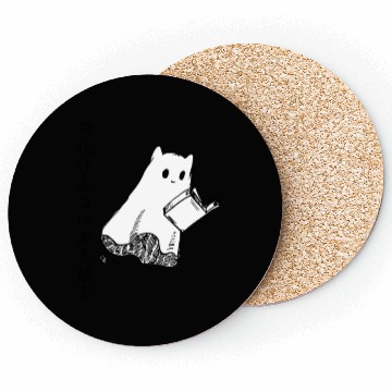 Discover Japanese Ghost Cat Reads a Book Coasters